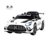 Mercedes-AMG GT3 Voiture Électrique 12V pour Enfants, Télécommande 2.4 G, Portes Hydrauliques, LED, klaxon, MP3, USB, 3-8 Ans Blanc