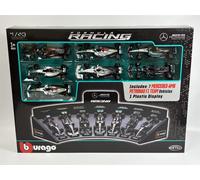 Mercedes AMG Petronas Formule 1 Set 7 Voitures Avec Support 1:43 Bburago 38170