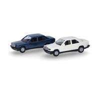 Mercedes-Benz 190E, 1982, lot de 2 MiniKit bleu labrador et blanc classique - HE