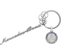 Mercedes-Benz Classic Collection Porte-clés en acier inoxydable avec verre cristal Argenté 11 cm Avec anneau fendu et 3 mini anneaux fendus