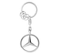Mercedes-Benz Collection Porte-clés Bruxelles en zinc moulé sous pression, argenté, avec anneau plat et 3 mini anneaux, env. 9 cm