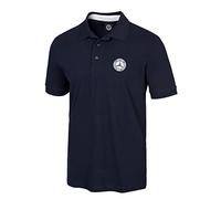 Mercedes-Benz, Polo noir pour homme avec logo étoile. 100 % coton. Produit officiel., Bleu marine, S