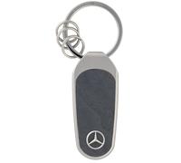 Mercedes-Benz Porte-clés unisexe en acier inoxydable avec insert en bois de frêne, motif étoile Mercedes 13,7 cm