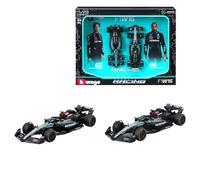 MERCEDES GP SET F1 2X W15 TEAM MERCEDES-AMG PETRONAS FORMULA ONE N 44 SEASON 2024 LEWIS HAMILTON + N 63 GEORGE RUSSELL BLACK SILVER GREEN