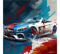 Mercedes SL 500 Tableau mural exclusif pour voiture, 60 x 60 cm, sur imprimé Forex léger, conçu avec soin par Luisa-Viktoria, pour une touche naturelle dans n'importe quelle pièce