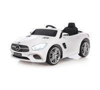 Jamara 460438 - Ride-on Mercedes-Benz SL 400 Blanc 12V - Démarrage sans Clé par Bouton, Logement Micro SD, AUX, USB, Lumière LED, Klaxon, Accu Puissant, Roues Ultra-Grip