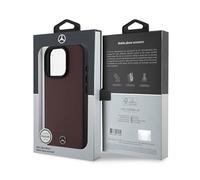 Mercedes Textured And Plain Leather Case with MagSafe for iPhone 16 Pro Max 6.9'' Red