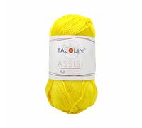 MERCERIA TAJOLINI - Coton Assise jaune brillant - 50 g 125 m - Fil 100 % coton mercerisé pour crochet et aiguilles 2,5 à 3 mm - Amigurumi, Mode, Bijoux - Oeko-Tex Made in Italy