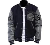 MERCH ATTIRE Beverly Hills Cop Eddie Murphy Baseball Tom Hardy Venom Letterman Varsity Blouson bomber pour homme, 2) Manches en cuir véritable - Laine sur le devant, XXL