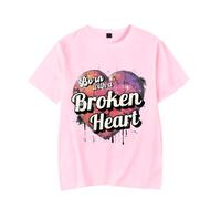 Merch T-Shirt Damiano David Born with a Broken Heart Fashing Manches Courtes Unisexe, rose, XL