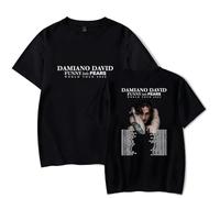 Merch T-Shirt Damiano David Funny Little Fears World Tour 2025 Fans Manches Courtes Unisexe Classique, Noir , XS
