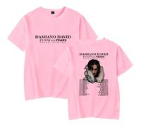 Merch T-Shirt Damiano David Funny Little Fears World Tour 2025 Fans Manches Courtes Unisexe Classique, rose, S