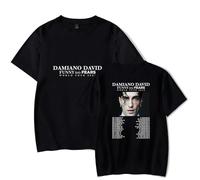 Merch T-Shirt Damiano David Funny Little Fears World Tour 2025 Manches Courtes Unisexe, Noir , XXL
