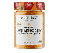 Merchant Gourmet Fragrant Lentil Madras Curry avec pois chiches et courge - Prêt à manger et végétalien (lot de 6 bocaux en verre)