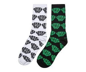 Merchcode Chaussettes 'Green Day' vert / noir / blanc, Taille 47-50