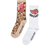 Merchcode Chaussettes 'Ramones' beige clair / abricot / noir / blanc, Taille 47-50