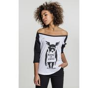 Merchcode Female Shirt Ladies Brandalised - Banksy's Graffiti Ape Raglan Tee White/Black XXL