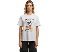 MERCHCODE Mc1272-mickey Mouse Enjoy The Now Tee T-Shirt, Blanc, XL Femmes