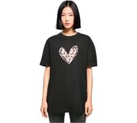 MERCHCODE Mp0006502-ladies Valentines Day-Leopard Heart Oversized Boyfriend Tee T-Shirt, Noir, 5XL Femmes