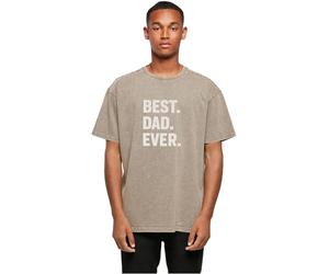MERCHCODE Mp0006833-fathers Day-Best Dad Ever Acid Washed Heavy Oversized Tee T-Shirt, Darkkaki, L Hommes