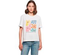 MERCHCODE Mp0009500-ladies Happiness Blooms Here Tee T-Shirt, Blanc, M Femmes