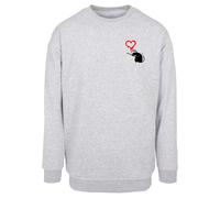 Merchcode Sweat-shirt 'Banksy - Love Rat' gris clair / rouge / noir / blanc, Taille M