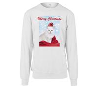 Merchcode Sweat-shirt 'Merry Christmas Cat' mélange de couleurs / blanc, Taille XS