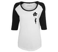 MERCHCODE T-Shirt Banksy Balloons Raglan pour Femme