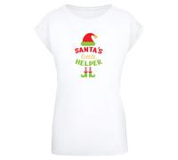Merchcode T-shirt 'Christmas Santa´s Little Helper' jaune d'or / vert / rouge / blanc, Taille S