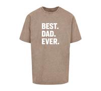 Merchcode T-Shirt 'Fathers Day - Best Dad Ever' marron chiné / blanc, Taille XS