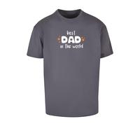 Merchcode T-Shirt 'Fathers Day - Best Dad In The World' gris foncé / orange / blanc, Taille XS