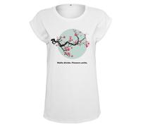 Merchcode T-shirt 'Flowers Unite' bleu fumé / canneberge / noir / blanc, Taille XL