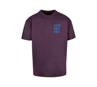 Merchcode T-Shirt 'Good Vibes Only' azur / aubergine, Taille S