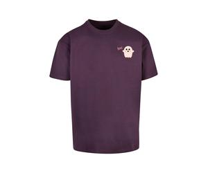 Merchcode T-Shirt 'Halloween - Boo Ghost' beige clair / mûre / éosine / noir, Taille L