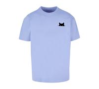 Merchcode T-Shirt 'Halloween - Cat' bleu clair / noir, Taille M