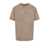 Merchcode T-Shirt 'Hope Rainbow' chamois / bleu / jaune / rose foncé, Taille S