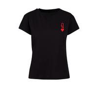 Merchcode T-shirt 'Hugs & Love - Queen of Hearts' rouge / noir, Taille XL