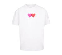 Merchcode T-Shirt 'Hugs & Love - Two Hearts' rose / rouge sang / blanc, Taille L