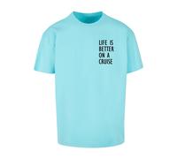Merchcode T-Shirt 'Life Is Better' azur / noir, Taille M