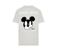 Merchcode T-Shirt 'Mickey Mouse Japanese' gris clair / noir / blanc, Taille L