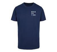 Merchcode T-shirt 'Never On Time' bleu marine / blanc, Taille M