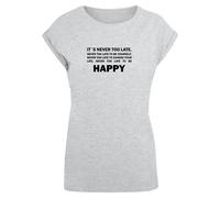 Merchcode T-shirt 'Never Too Late' gris / vert / violet / noir, Taille XS