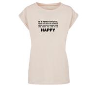 Merchcode T-shirt 'Never Too Late' sable / vert gazon / orchidée / noir, Taille M