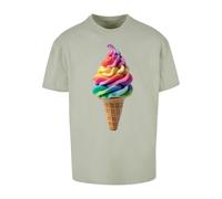 Merchcode T-Shirt 'Pride Scoops' noisette / vert pastel / vert clair / rose clair, Taille XS