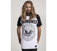 MERCHCODE The Ramones Circle Raglan Band T-Shirt pour Homme avec Logo imprimé, Blanc/noir, M
