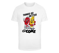 Merchcode T-Shirt 'Things Go Better With Coke' jaune d'or / rouge sang / noir / blanc, Taille L
