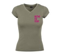 Merchcode T-shirt 'Waiting For Friday' kaki / rose foncé, Taille XS