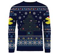 Merchoid Pac-Man Pull de Noël tricoté pour homme et femme, Multicolore, XL