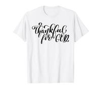 Merci à Dieu, Foi chrétienne en matière de Calligraphie élégante T-Shirt Graphique avec Valeur, Homme, Blanc, L