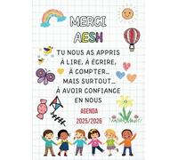 Merci AESH- Agenda 2025 2026: Organiseur semainier 2025-2026 avec calendrier et vacances scolaires, Fiches de suivi des élèves | Cadeau AESH d'école fin d'année original et personnalisé | Format A4